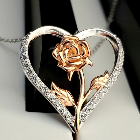 Jewelry - NEW S925 Winter Rose  Heart Necklace